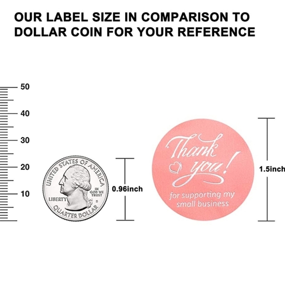 unknown Other - 100  1.5-inch Thank You Stickers Pink/White